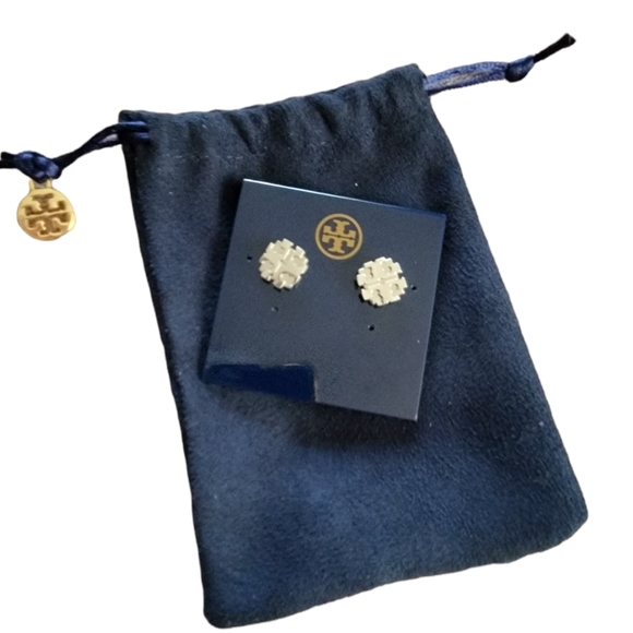 TORY BURCH | Women's Silver tone T Logo Small Stud Earrings